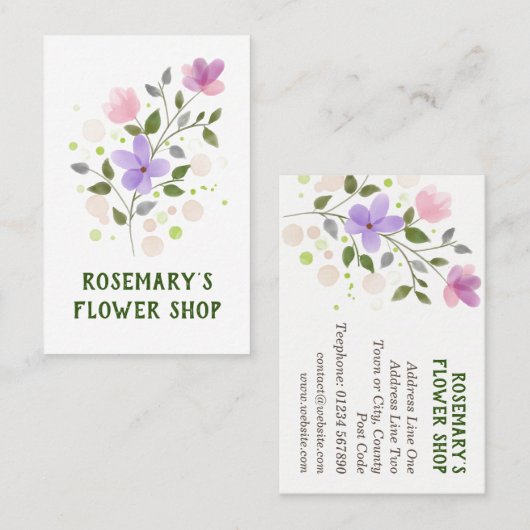 Visitekaartje van de bloem van de Verkoper. (Voorkant / Achterkant)