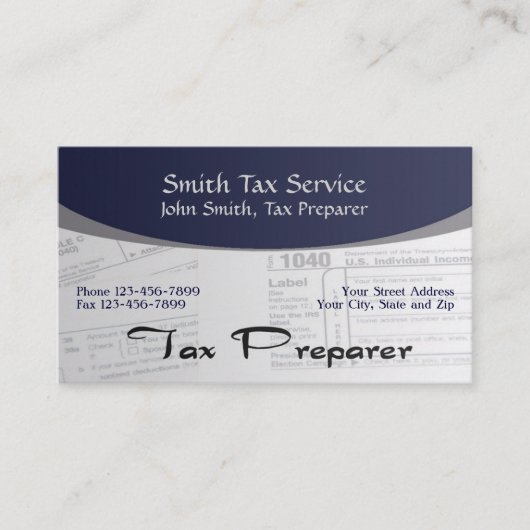 Visitekaartje van de boekhouder van de belasting (Voorkant)