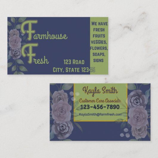 Visitekaartje van de boerderij (Voorkant / Achterkant)