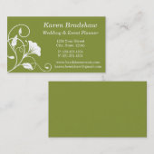 Visitekaartje van de bruine en groene Floral Weddi (Voorkant / Achterkant)