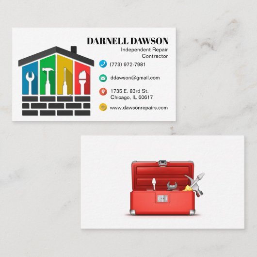 visitekaartje van de constructie (Voorkant / Achterkant)