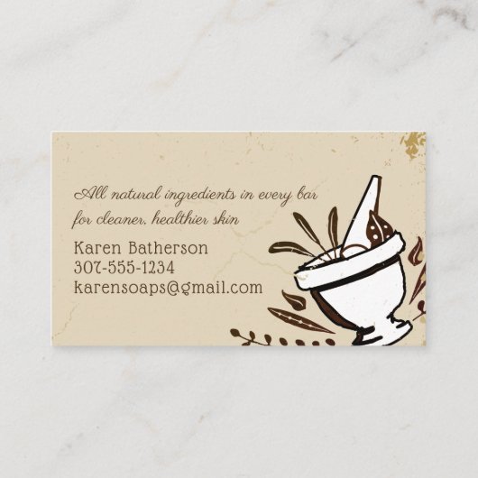 Visitekaartje van de de stamper het met de hand (Achterkant)