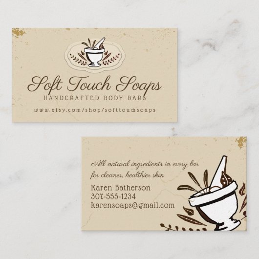 Visitekaartje van de de stamper het met de hand (Voorkant / Achterkant)