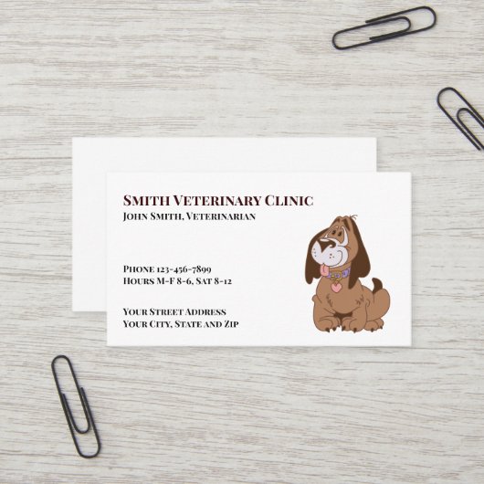 Visitekaartje van de dierenkliniek (Voorkant / Achterkant in situ)