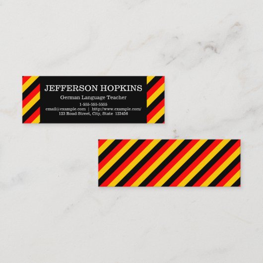 Visitekaartje van de Duitse taaldocent (Voorkant / Achterkant)