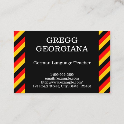 Visitekaartje van de Duitse taaldocent (Voorkant)