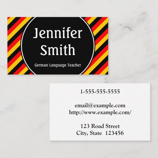 Visitekaartje van de Duitse taaldocent (Voorkant / Achterkant)