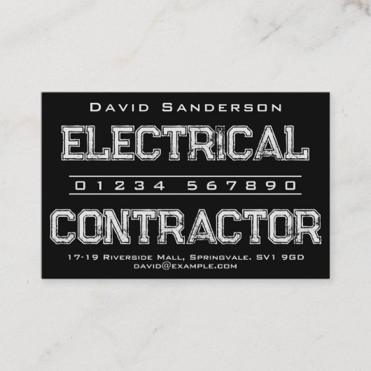 Visitekaartje van de elektrische aannemer (Voorkant)