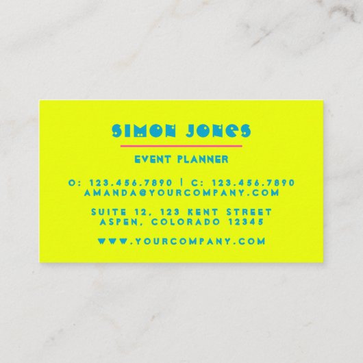 Visitekaartje van de flitsmoderne typografie (Achterkant)