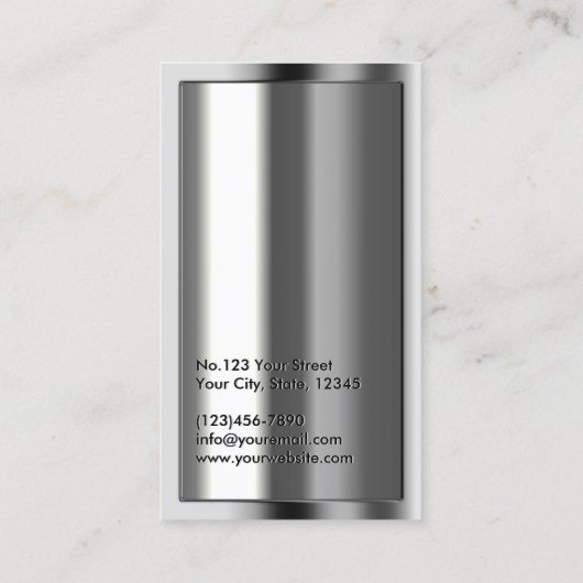 Visitekaartje van de goudmaffier met metalen Logo (Achterkant)