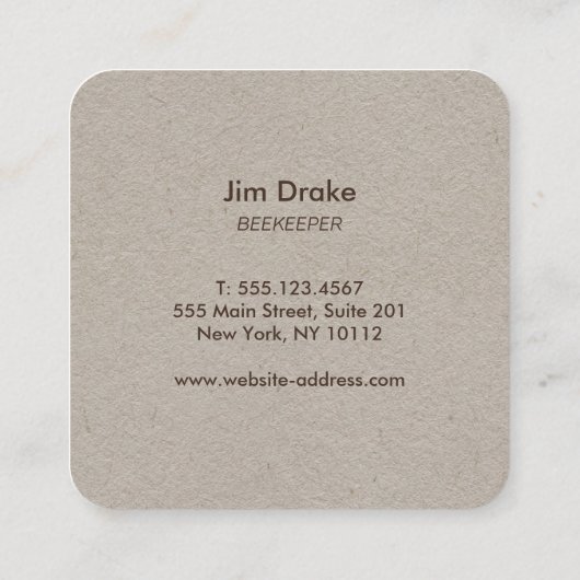 Visitekaartje van de honingbijenteelt Kraft Square (Achterkant)
