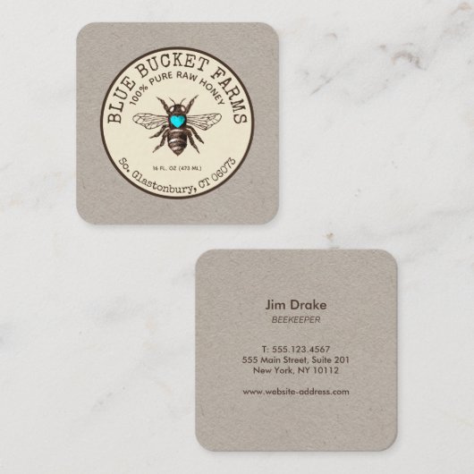 Visitekaartje van de honingbijenteelt Kraft Square (Voorkant / Achterkant)