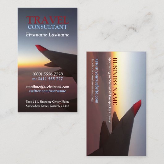 Visitekaartje van de horizon-reisvlucht (Voorkant / Achterkant)