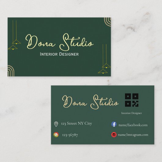 Visitekaartje van de interieurontwerper (Voorkant / Achterkant)