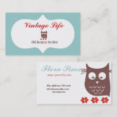 Visitekaartje van de jubeluil (Voorkant / Achterkant)