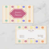 Visitekaartje van de kattekleurige Macarons Bakery (Voorkant / Achterkant)