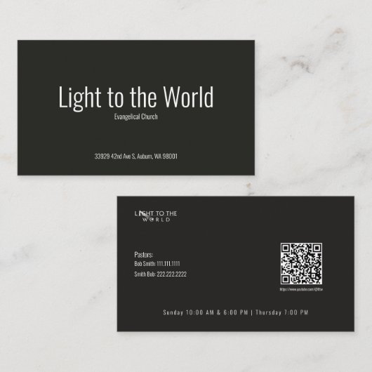 Visitekaartje van de kerk (Voorkant / Achterkant)