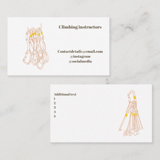 Visitekaartje van de kliminstructeur (Voorkant / Achterkant)