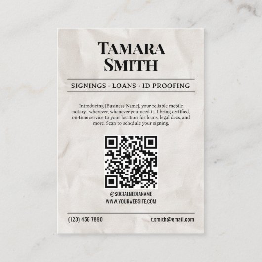 Visitekaartje van de krant, gecertificeerde mobiel contactkaartje (Achterkant)