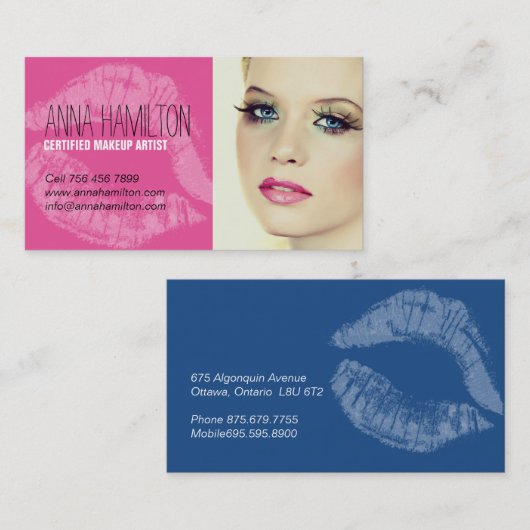 Visitekaartje van de kunstenaar Bold Makeup (Voorkant / Achterkant)