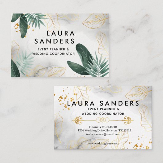 Visitekaartje van de legant Wedding and Event Plan (Voorkant / Achterkant)