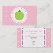 Visitekaartje van de leraar - roze met witte poold (Voorkant / Achterkant)