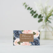 Visitekaartje van de moderne blauwbloemige bruilof (Staand voorkant)