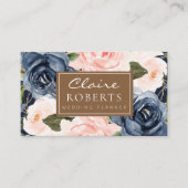 Visitekaartje van de moderne blauwbloemige bruilof (Voorkant)