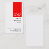 Visitekaartje van de moderne Monogram White Red Pl (Voorkant / Achterkant)