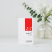 Visitekaartje van de moderne Monogram White Red Pl (Staand voorkant)