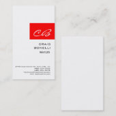 Visitekaartje van de moderne Monogram White Red Pl (Voorkant / Achterkant)