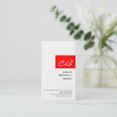 Visitekaartje van de moderne Monogram White Red Pl (Staand voorkant)