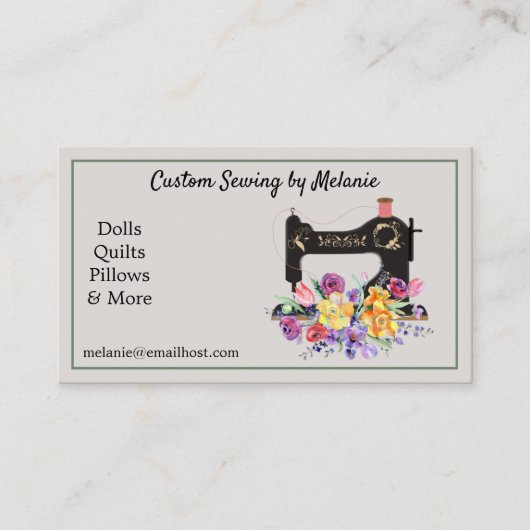 Visitekaartje van de  naaimachine (Voorkant)