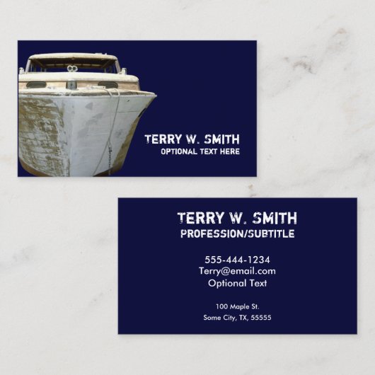 Visitekaartje van de oude boot (Voorkant / Achterkant)