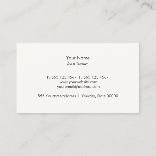 Visitekaartje van de paardensport van bruin paard (Achterkant)