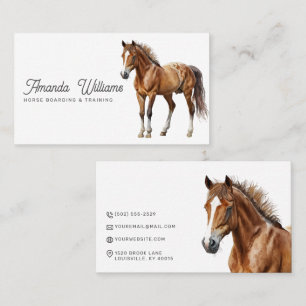 Visitekaartje van de paardensport van bruin paard