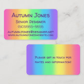 Visitekaartje van de pasteelregenboog (Voorkant / Achterkant)