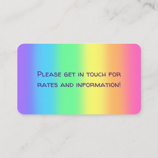 Visitekaartje van de pasteelregenboog (Achterkant)