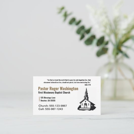 Visitekaartje van de pastor van de gouden en witte (Staand voorkant)