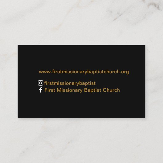 Visitekaartje van de predikant van de Bijbel van D (Achterkant)