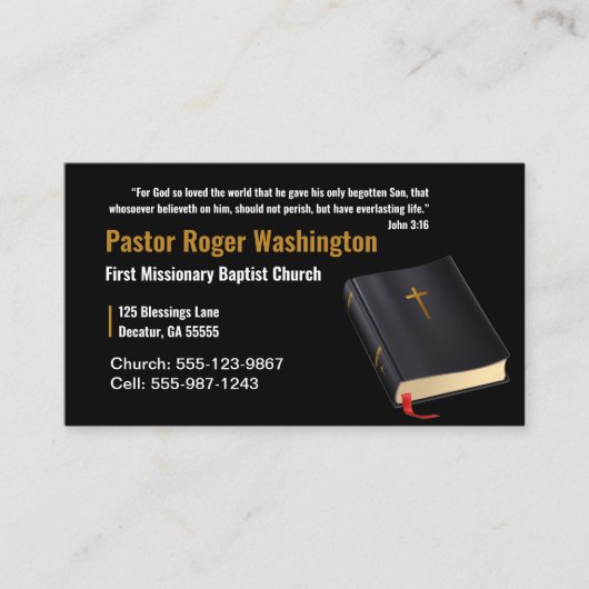Visitekaartje van de predikant van de Bijbel van D (Voorkant)