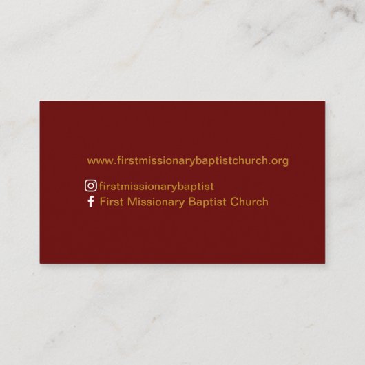 Visitekaartje van de predikant van de Bijbel van D (Achterkant)