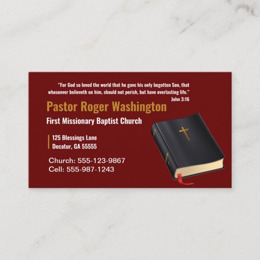Visitekaartje van de predikant van de Bijbel van D (Voorkant)