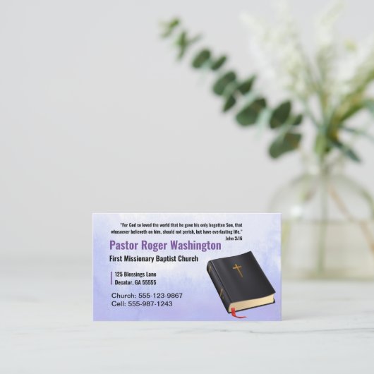 Visitekaartje van de predikant van de Bijbel van D (Staand voorkant)