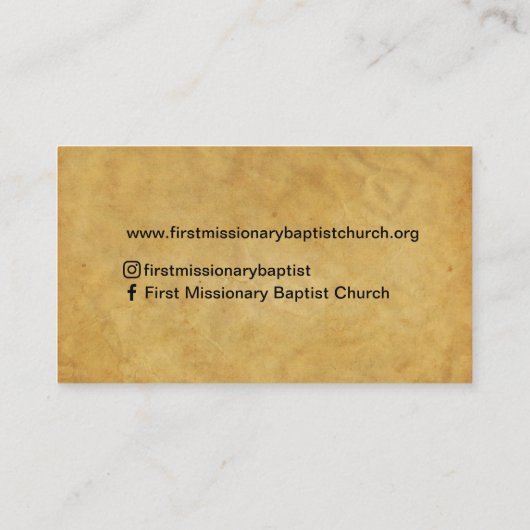 Visitekaartje van de predikant van de Bijbel van D (Achterkant)