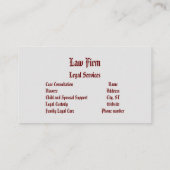 Visitekaartje van de professionele advocatuur (Achterkant)