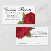 Visitekaartje van de rode roze, Florist, hairdress Afsprakenkaartje (Voorkant / Achterkant)