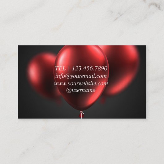 Visitekaartje van de Rode Siny Balloons (Achterkant)