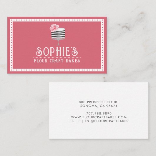 Visitekaartje van de roze Logo van Elegant Baker (Voorkant / Achterkant)