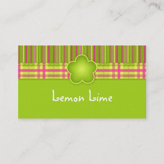 Visitekaartje van de stof Gedekte Stripes Lime Gre (Voorkant)